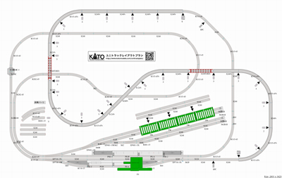 Nゲージ KATO  単線レイアウト×複線レイアウト ホーム用待避線 高架線 ①